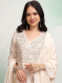 Vishudh Embroidered Regular Mirror Work Pure Cotton Anarkali Kurta Set
