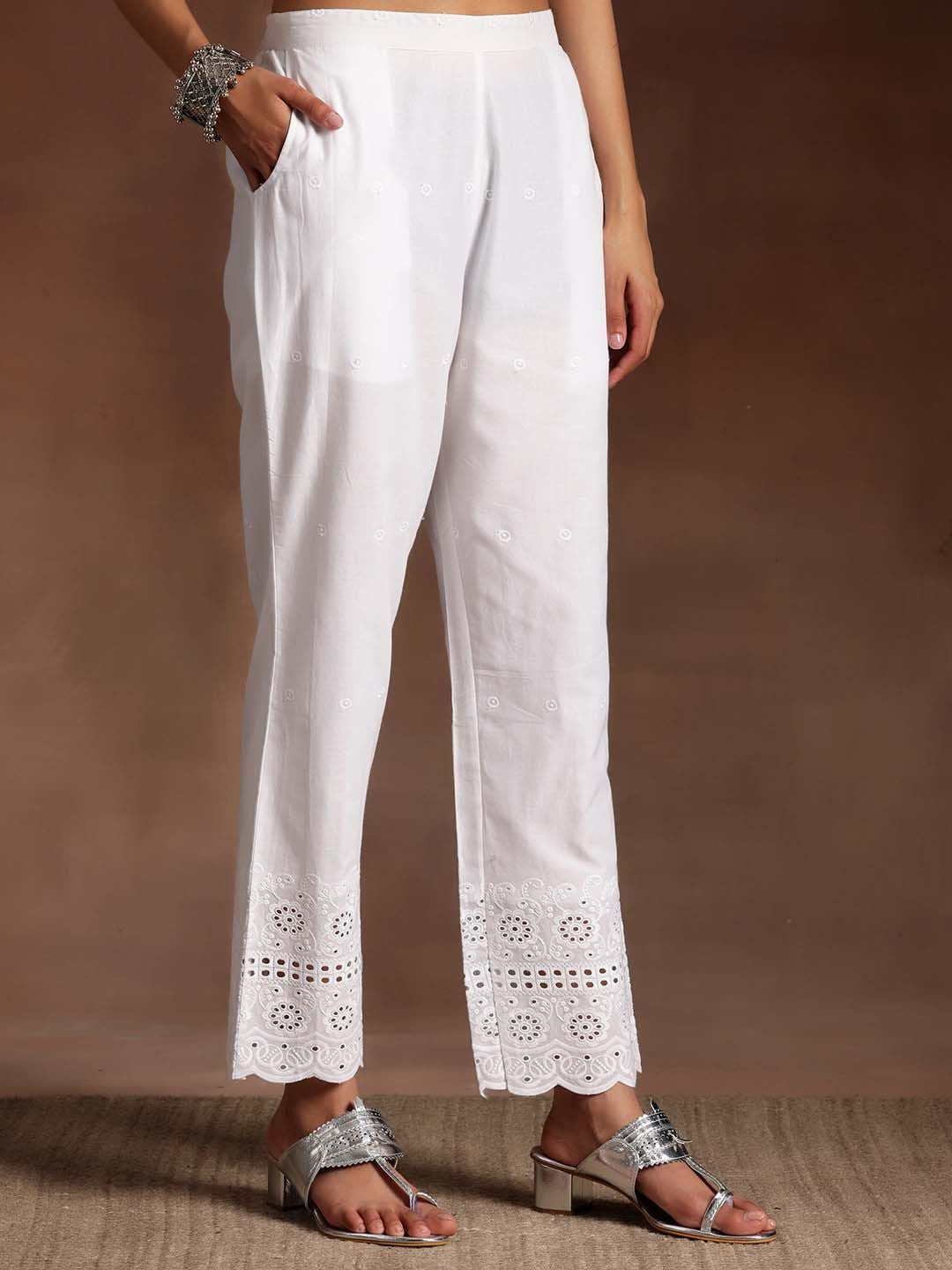 Libas Floral Tiered Thread Work Pure Cotton Kurta with Trouser