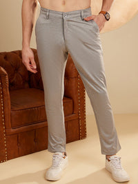 DENNISON Men Textured Smart Tapered Fit Easy Wash 4-Way Lycra Chinos