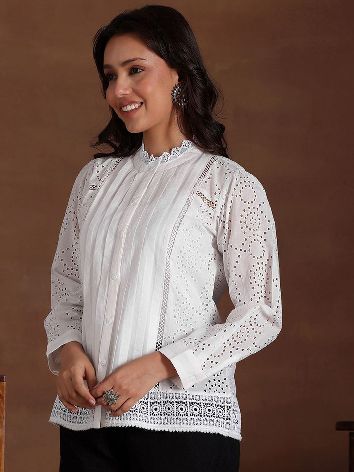 Libas Geometric Schiffli Top