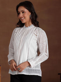 Libas Geometric Schiffli Top