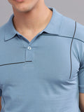 ADRO Geometric Printed Polo Collar Short Sleeves Cotton Oversized Casual T-shirt