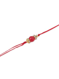 NVR Unisex Set of 3 Artificial Beads & Pearls Thread Rakhi with Roli Chawal Chandan Mishri