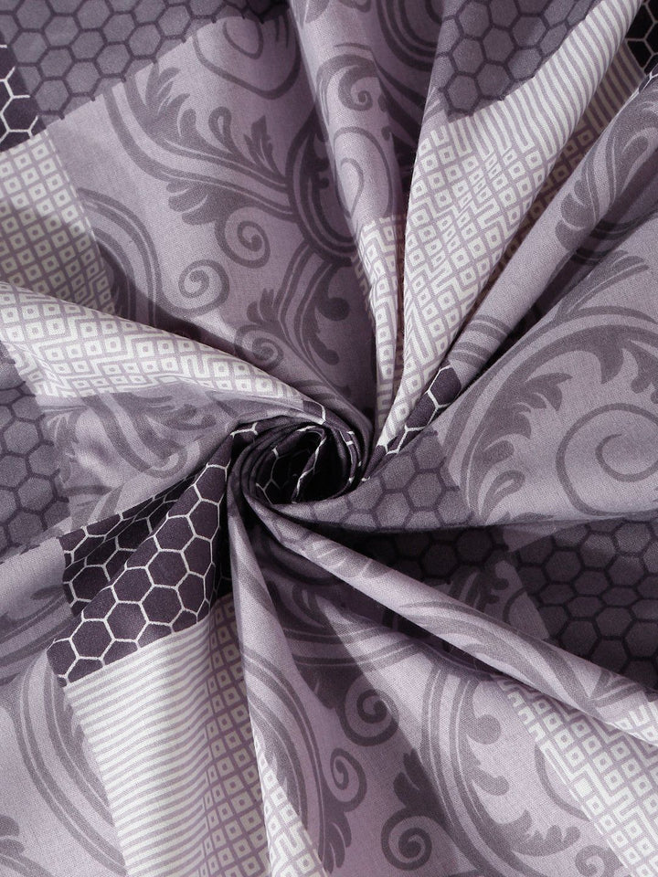 Myntra Elegant Homes Purple & White Geometric 400 TC Single Bedsheet with 1 Pillow Covers