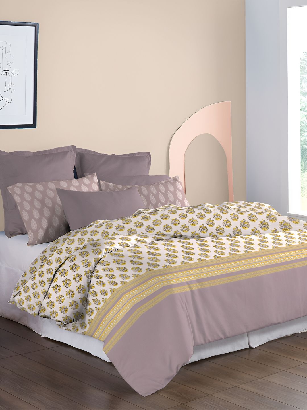 TRIDENT Marigold Soft Comfort Flat 210TC King Pure Cotton Bedsheet Set