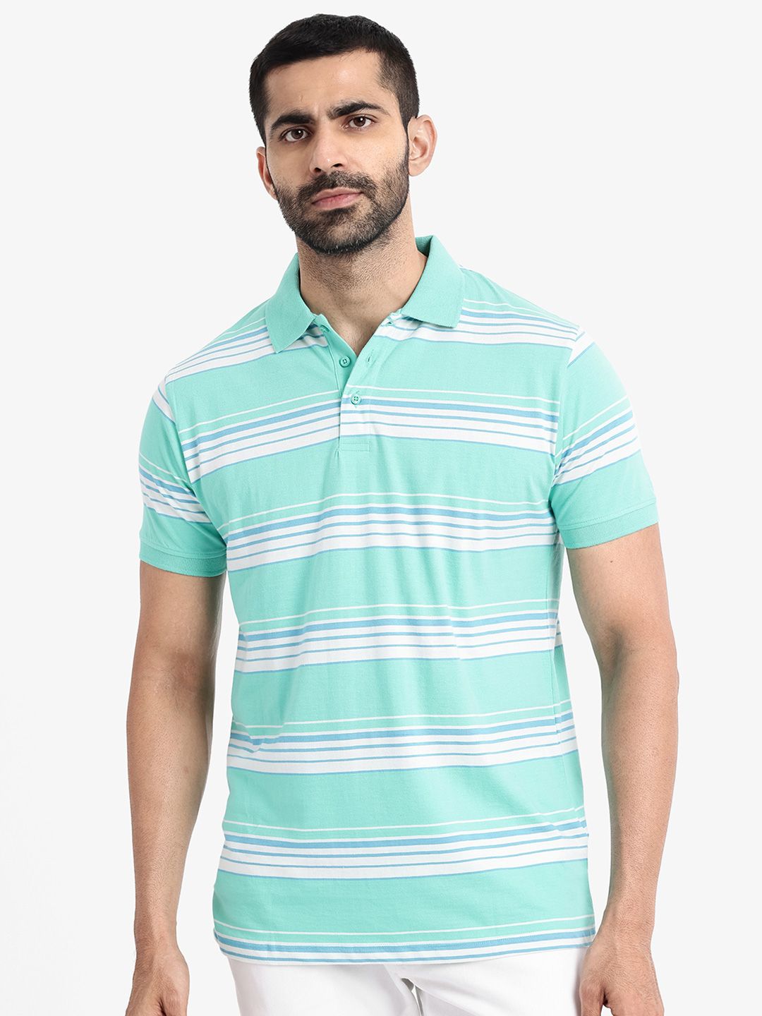 RARE RABBIT Men Rings-4 Slim Fit Solid Polo Collar T-Shirt