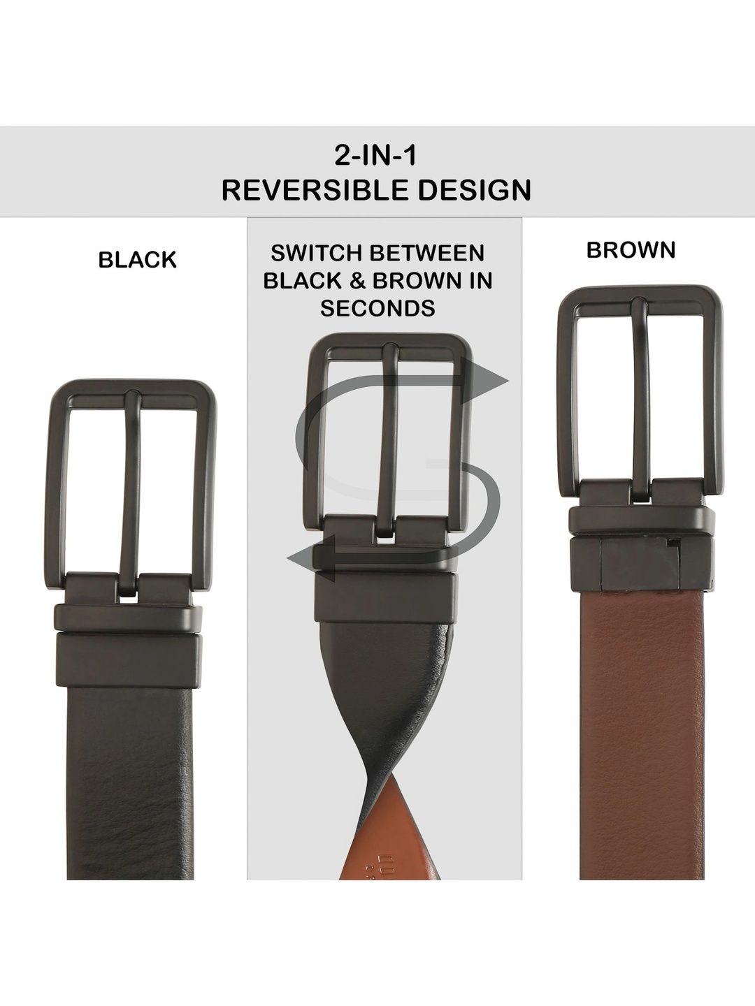 Teakwood Leathers Men Leather Reversible Formal Belt