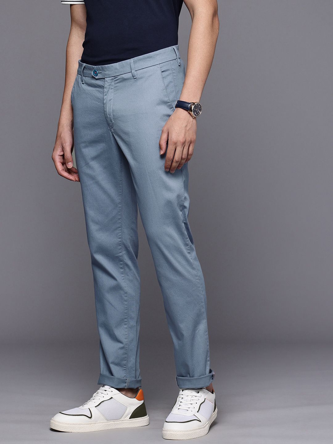 Raymond Men Textured Slim Fit Trousers