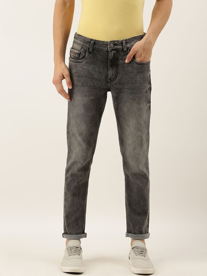 The Indian Garage Co Men Grey Slim Fit Mid-Rise Clean Look Stretchable Jeans