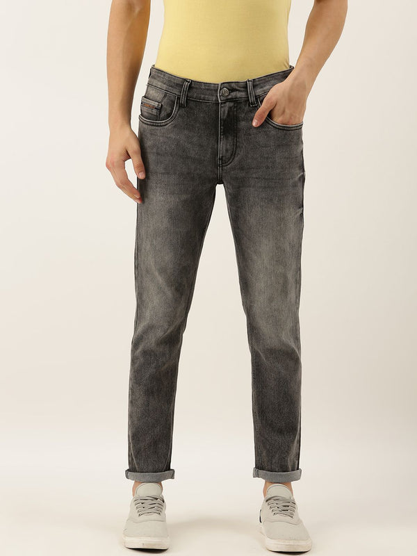 Garage CO India lelaki kelabu kelabu sesuai dengan pertengahan pertengahan regangan seluar jeans yang boleh diperbaharui