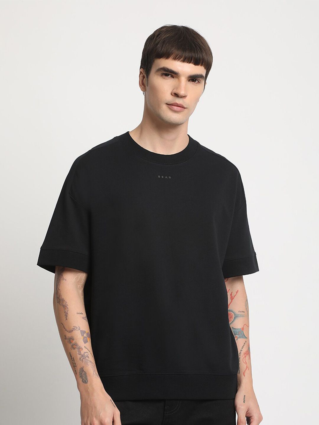THE BEAR HOUSE Drop Shoulder Pure Cotton Relaxed Fit T-shirt