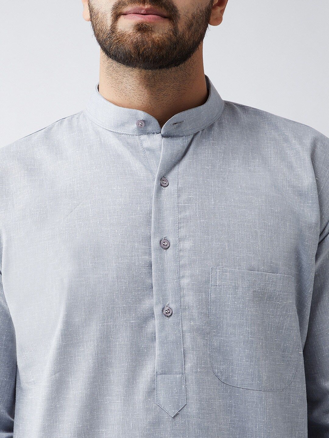 SOJANYA Lelaki Grey Solid Kurta Lurus