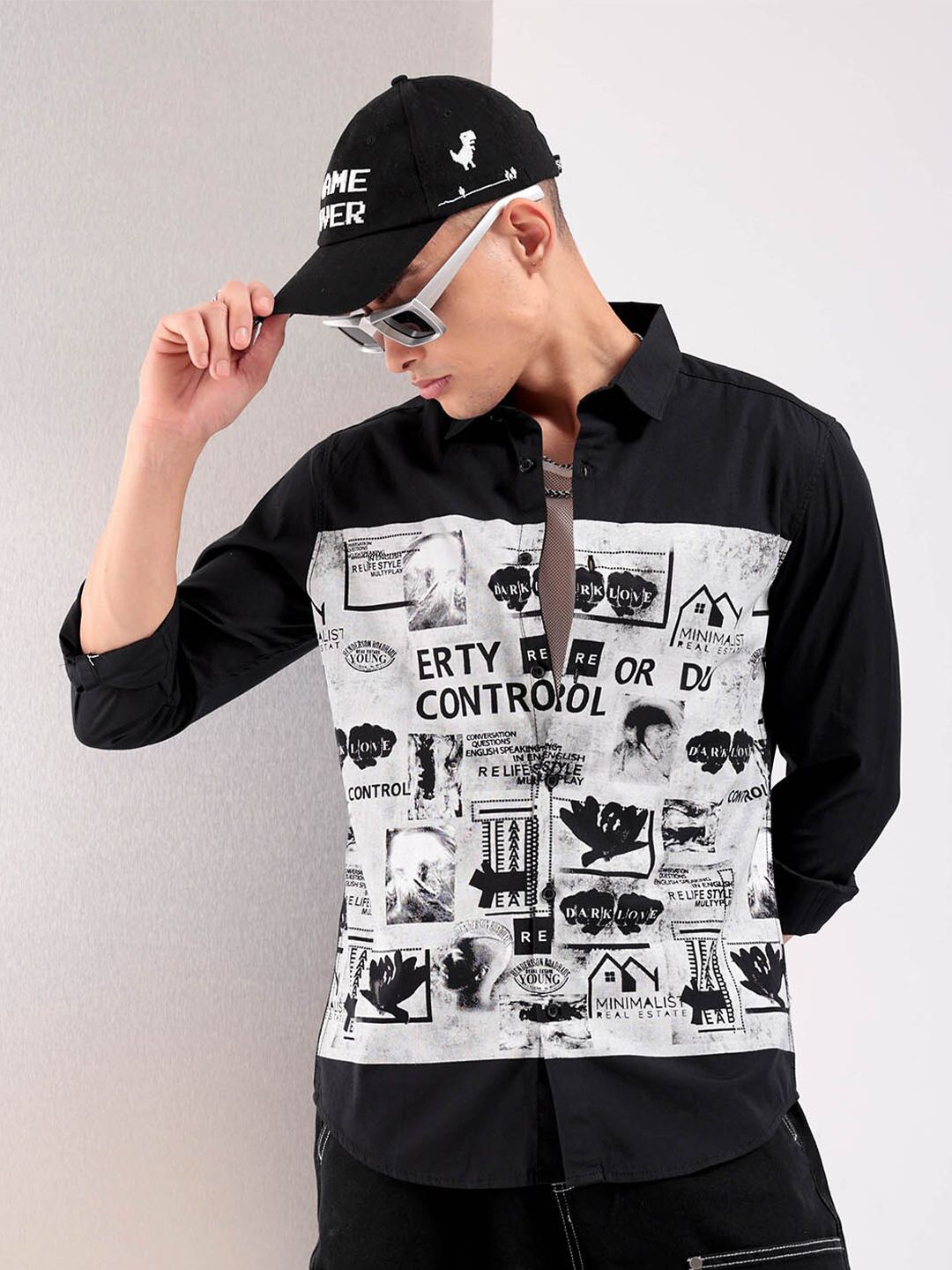 The Indian Garage Co Slim Fit Long Sleeves Cotton Opaque Printed Casual Shirt