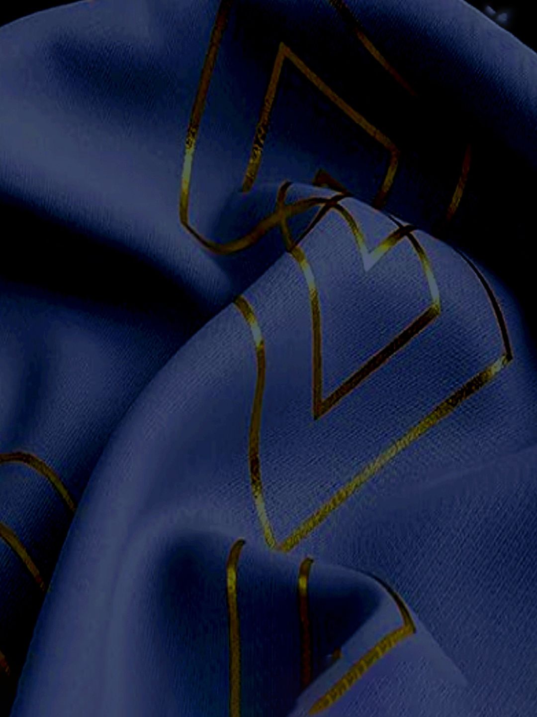URBAN SPACE Navy Blue & Gold-Toned Geometric Printed Black Out Long Door Curtain
