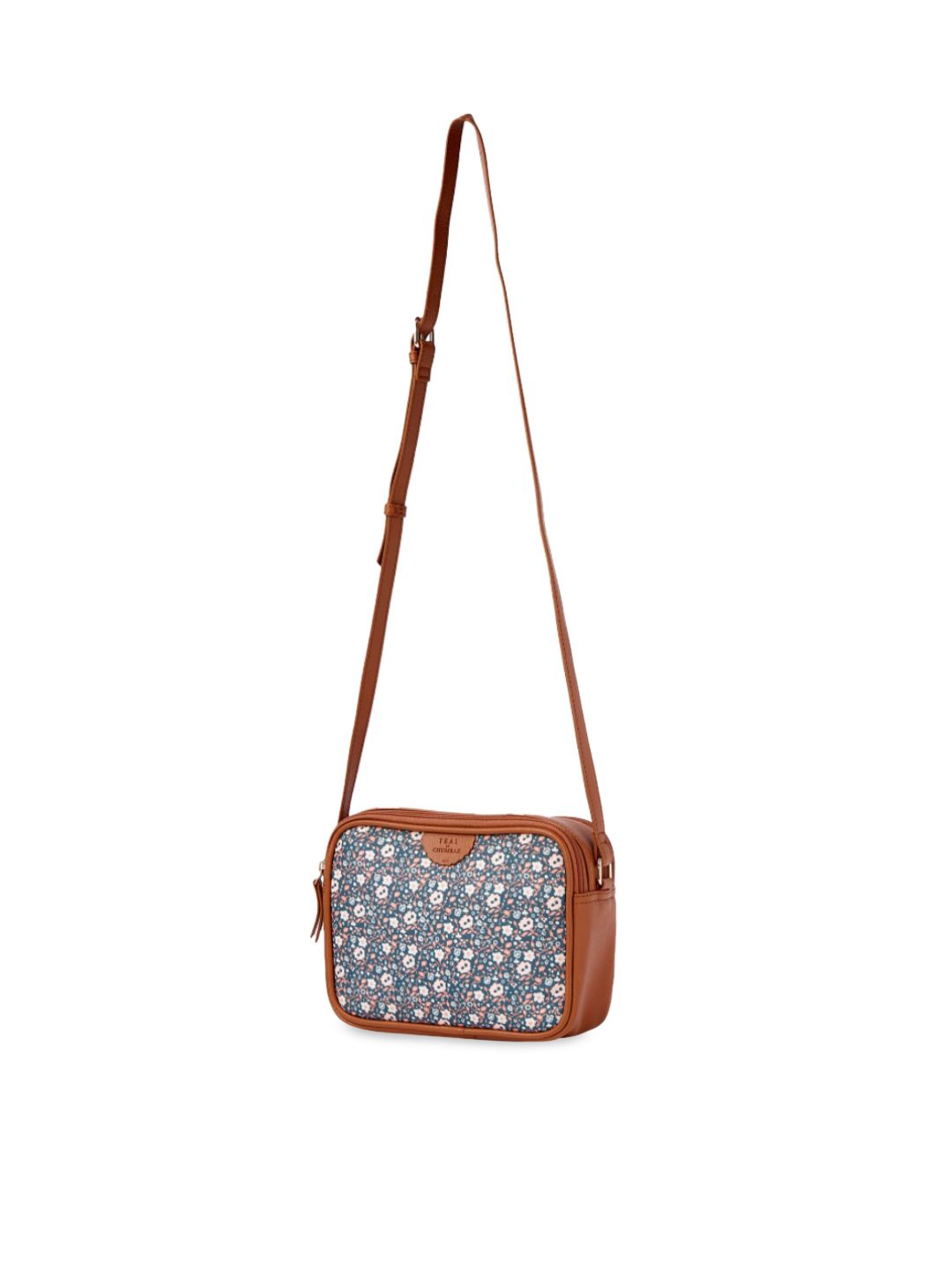 TEAL BY CHUMBAK Floral Printed Structured Sling Bag