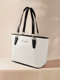 Lino Perros White Textured PU Structured Handheld Bag
