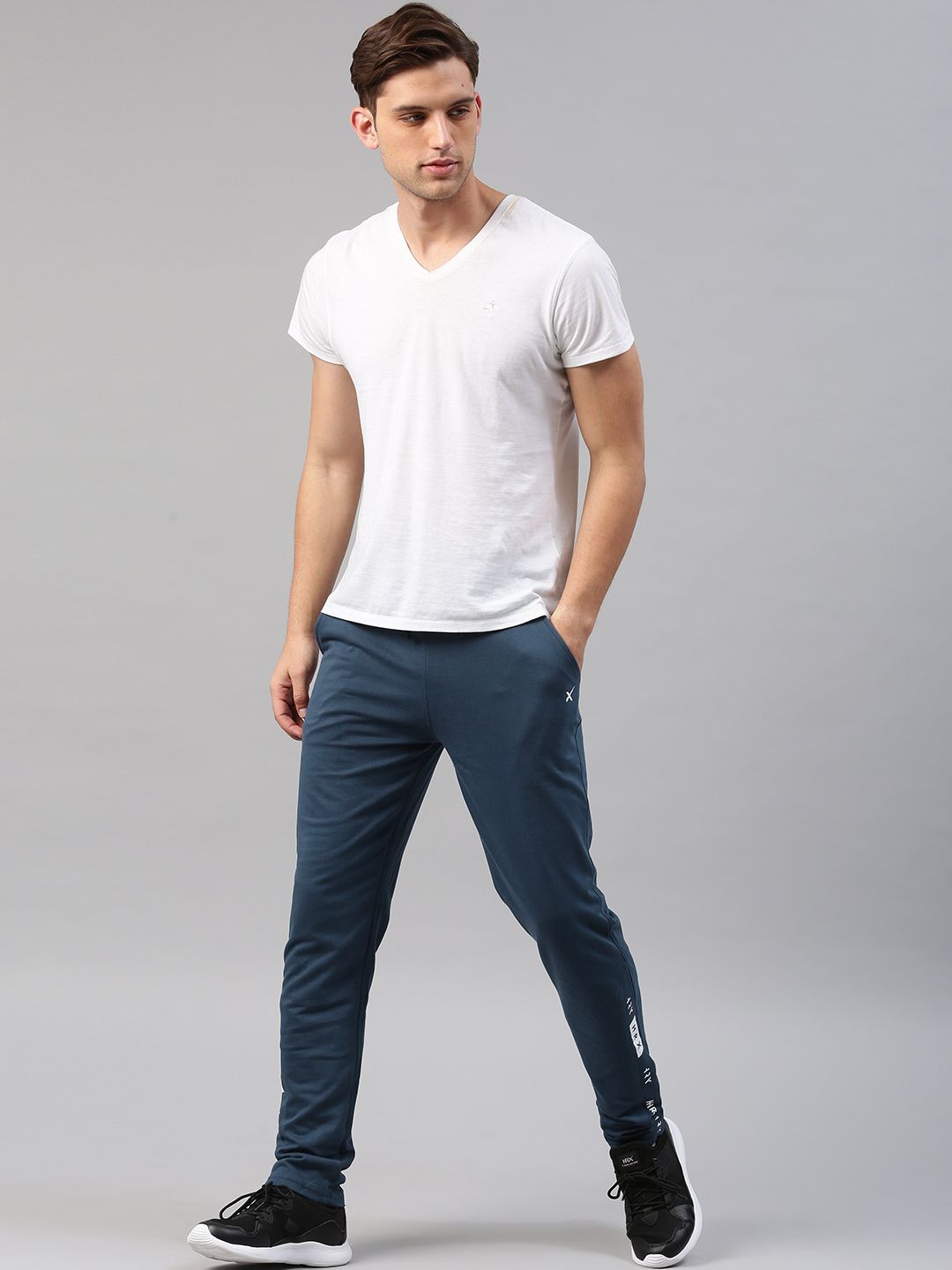HRX by Hrithik Roshan Men Blue Athleisure Cotton Track Pants