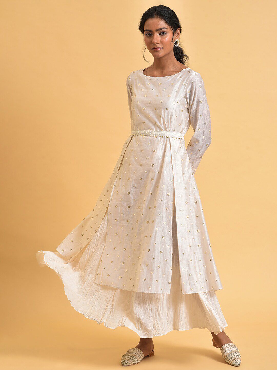 W Floral Embroidered Ethnic A-Line Maxi Dress