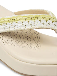 Metro Beige Embellished Wedge Sandals