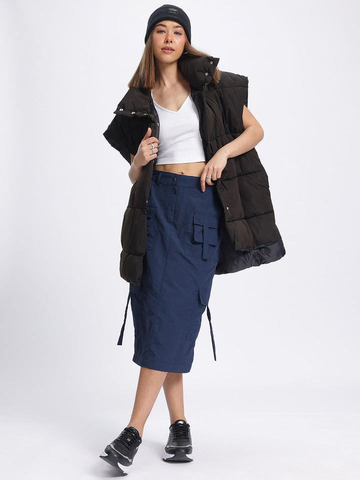 DressBerry Utility Chic Cargo-Style Midi Skirt