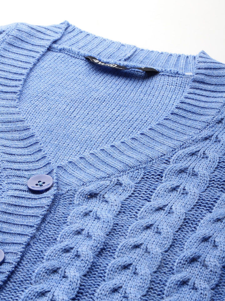 DressBerry Cable Knit Cardigan with Knitted Inner Crop Top