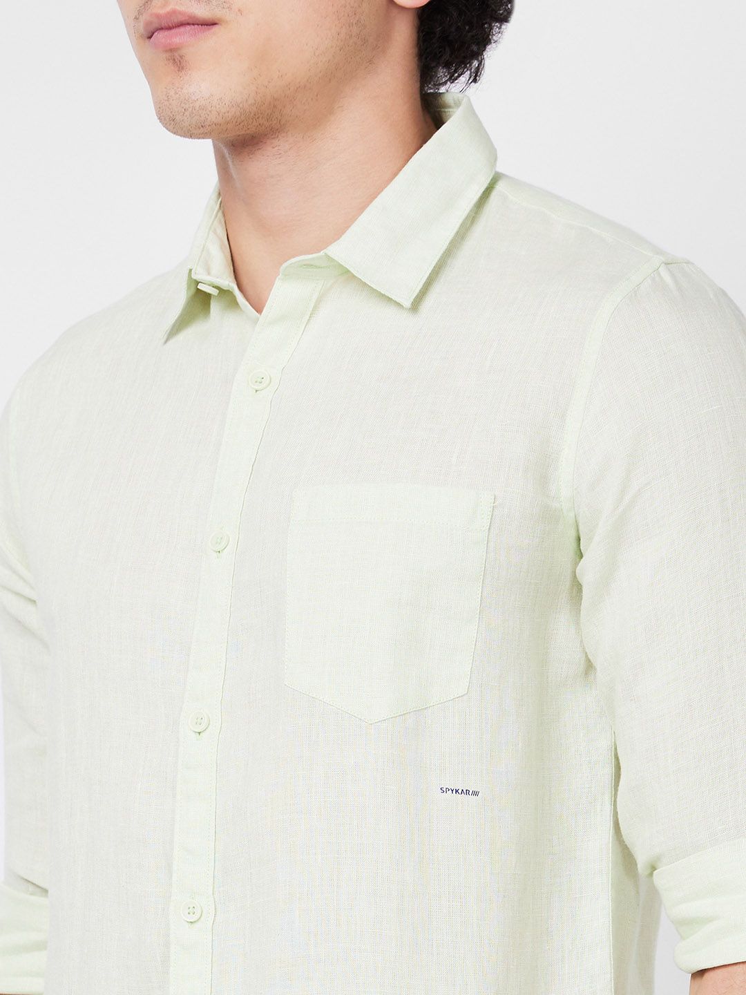 SPYKAR Spread Collar Linen Casual Shirt