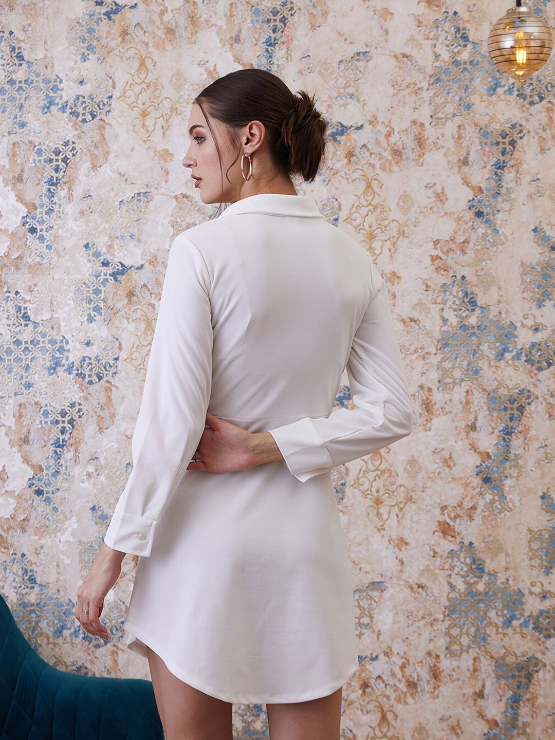 Athena Shirt Collar A-Line Party Mini Dress