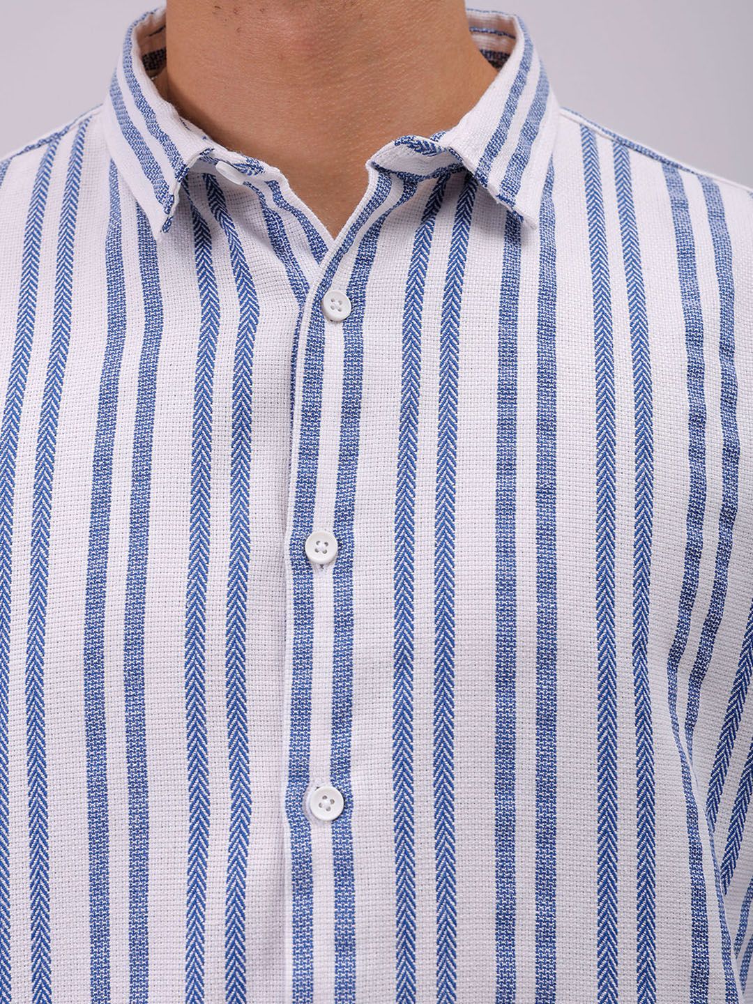 The Indian Garage Co Men Relaxed Fit Striped Dobby Textured Resortwear Shirt