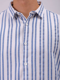 The Indian Garage Co Men Relaxed Fit Striped Dobby Textured Resortwear Shirt