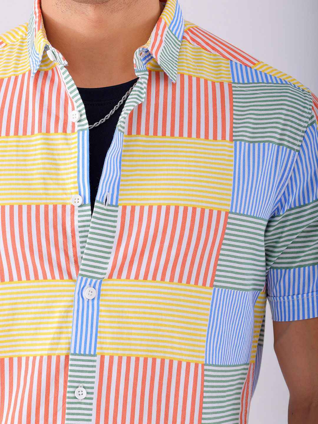 The Indian Garage Co Pure Cotton Slim Fit Multi Striped Casual Shirt