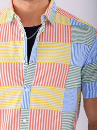 The Indian Garage Co Pure Cotton Slim Fit Multi Striped Casual Shirt
