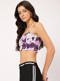 DressBerry Glamourous Babe Shoulder Straps Printed Crop Top