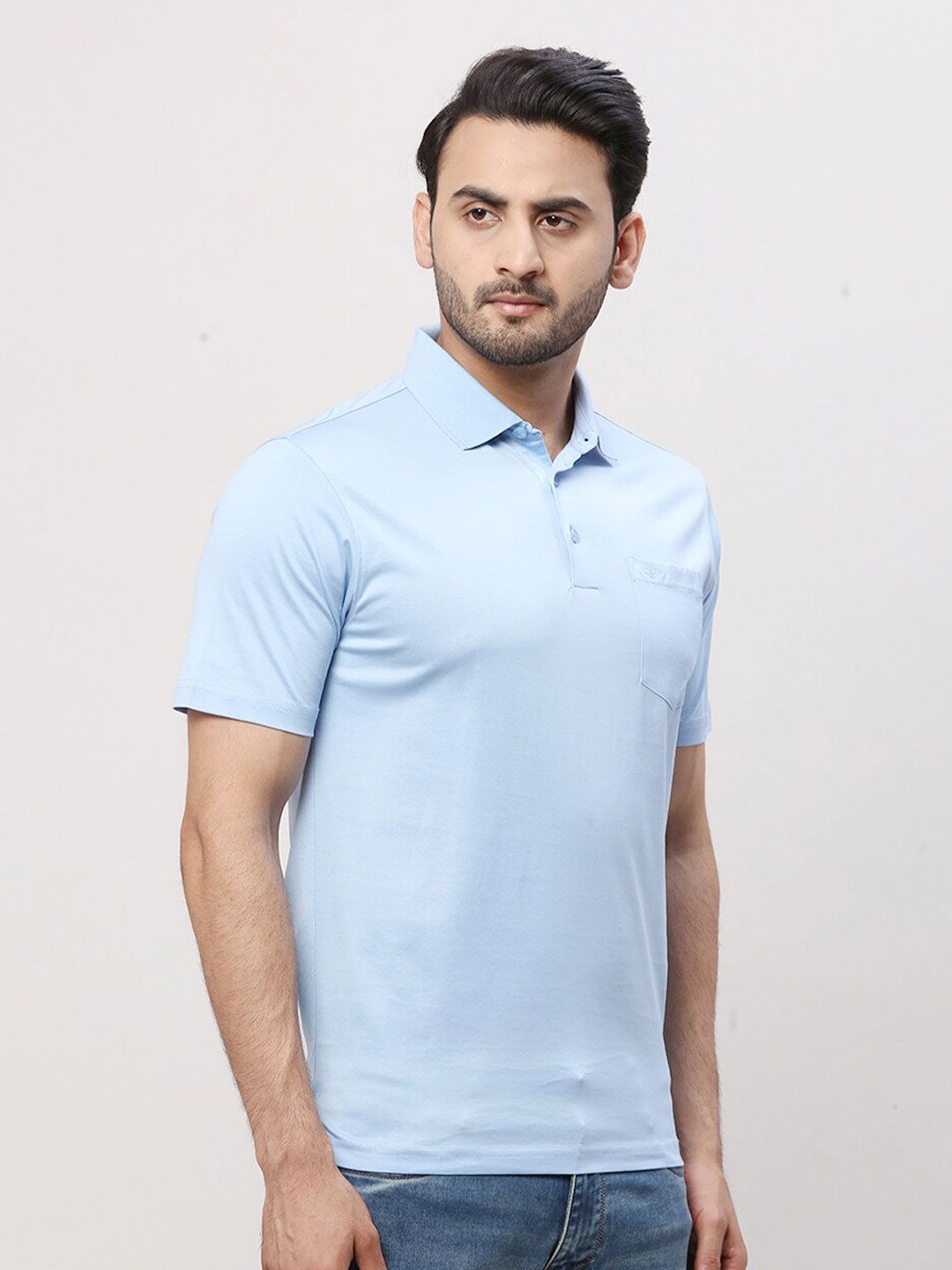 Park Avenue Men Polo Collar Pockets Slim Fit T-shirt