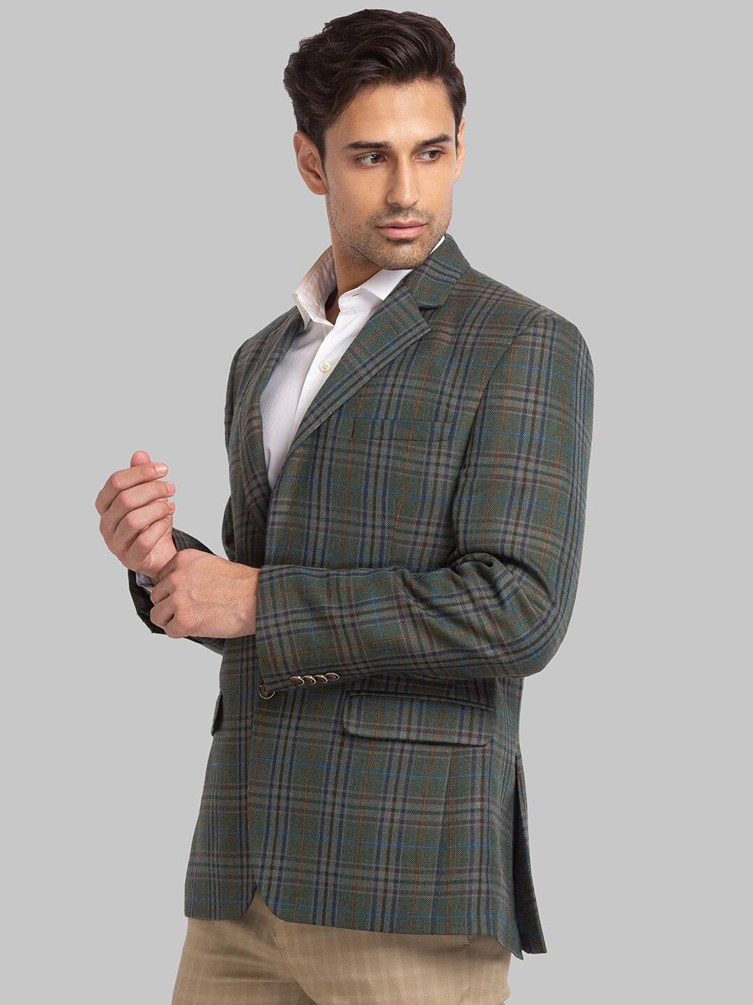 Park Avenue Men Checked Single-Breasted Blazer