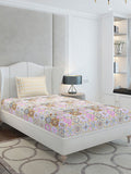 Monte Carlo White Floral Cotton 144 TC Single Bedsheet dengan 1 Bantal Cover-2.29mx1.52m