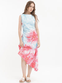RAREISM Floral Print Sleeveless A-Line Cotton Midi Dress