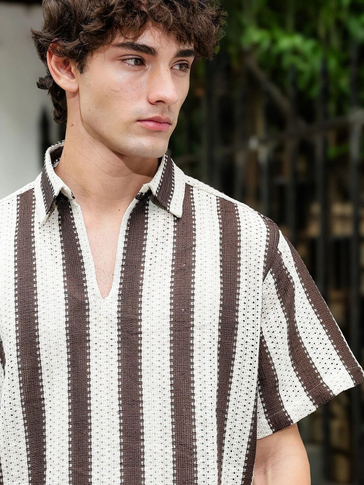 Eszett Men Classic Striped Casual Shirt