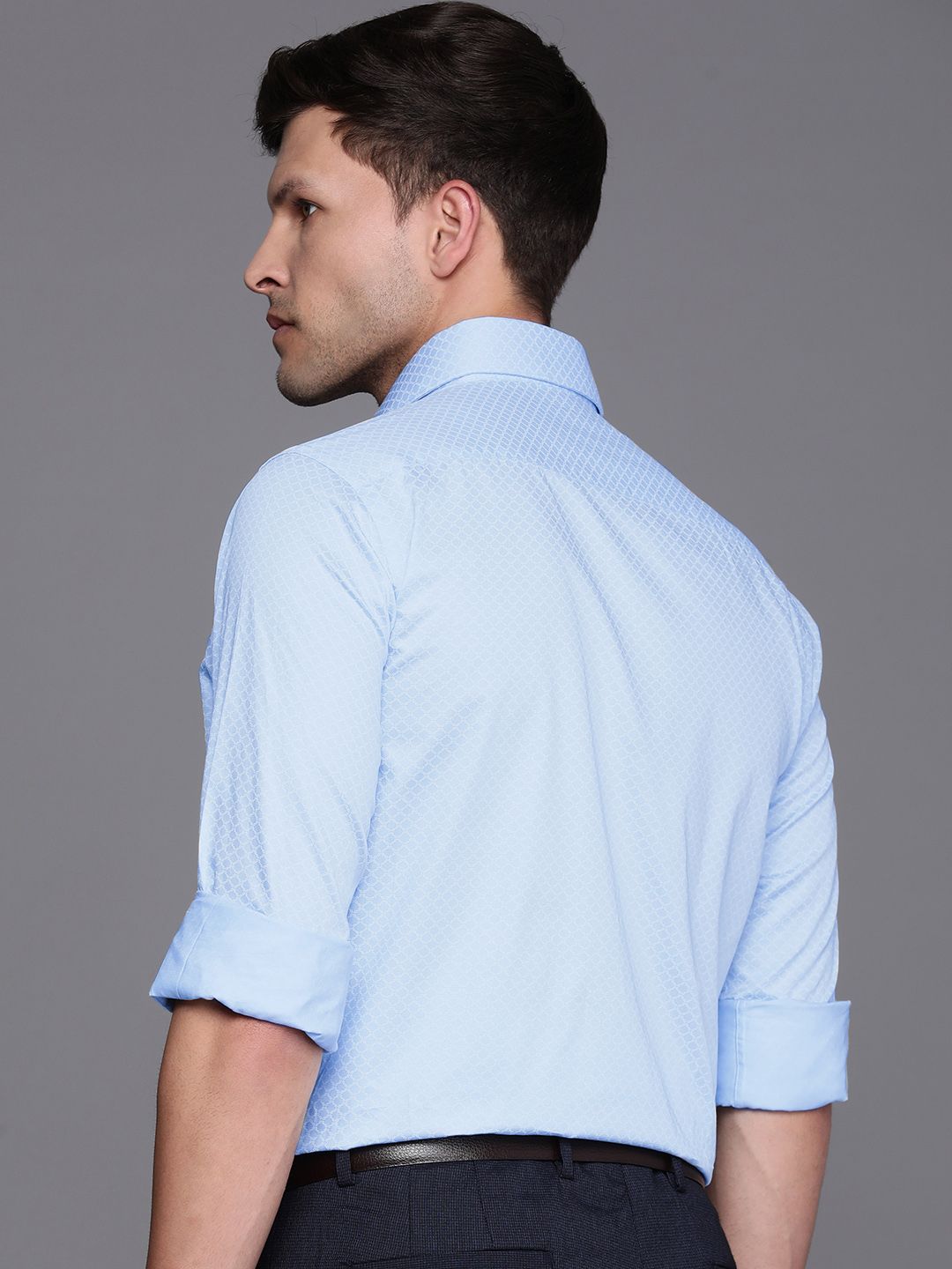 Raymond Pure Cotton Slim Fit Geometric Printed Formal Shirt