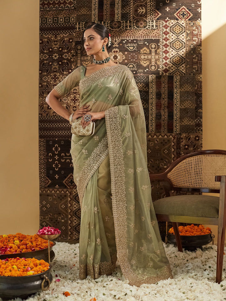 Kasee ​​Floral Zardozi Supernet Designer Saree