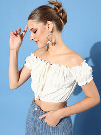 Athena White Solid Twist & Knot Top