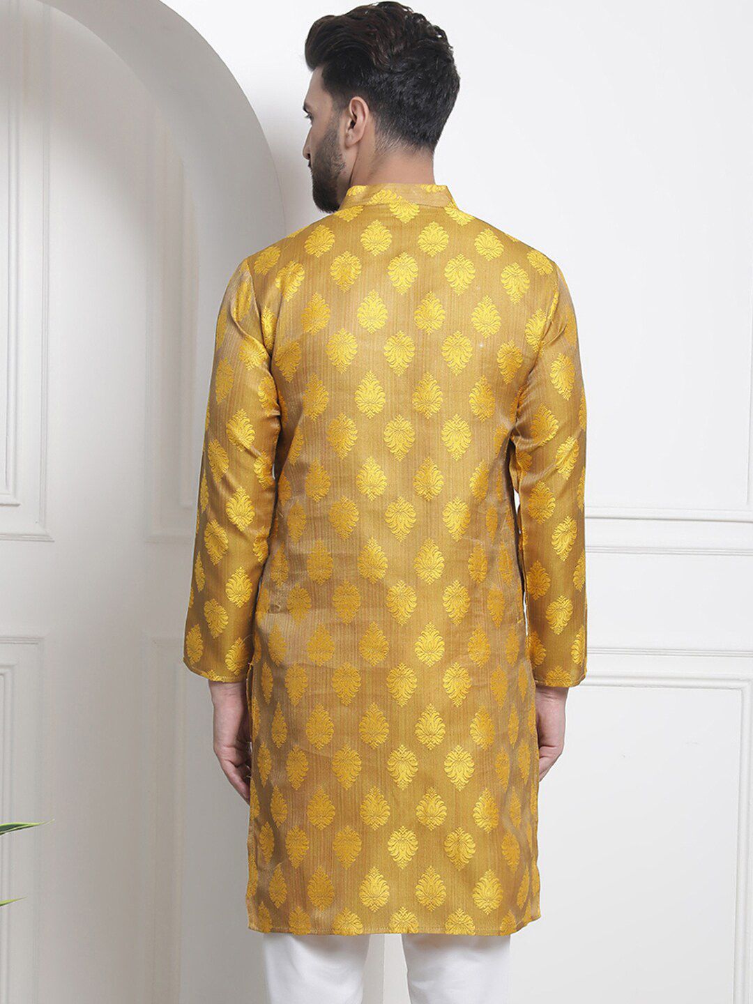SOJANYA Motif Etnik Tenunan Kurta Kapas Sutera