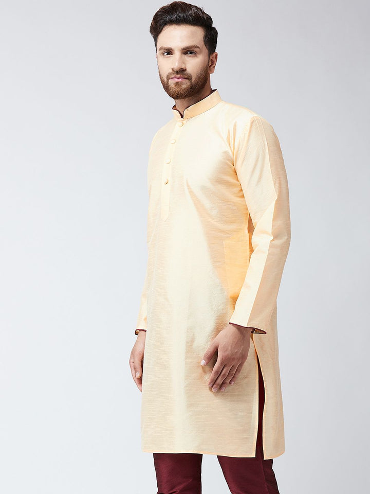 SOJANYA Kurta Lurus Pepejal Berwarna Emas Lelaki