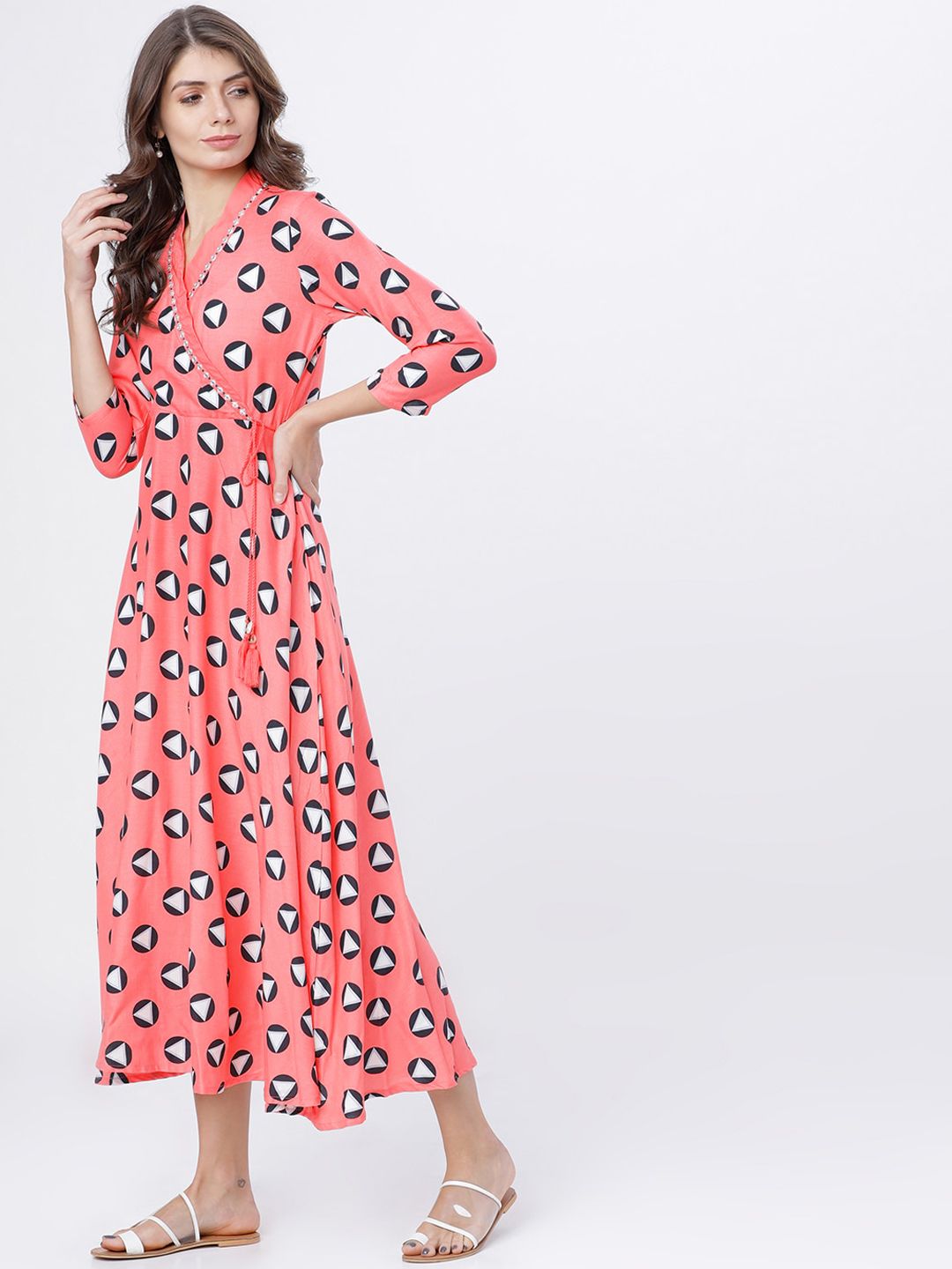 Vishudh Women Coral Printed Maxi Length Anarkali Kurta