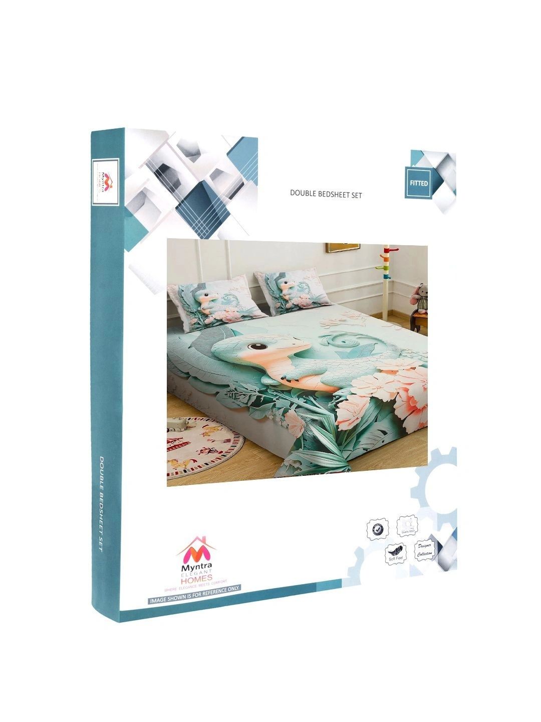 Myntra Elegant Homes Green & Orange 400 TC King Bedsheet with 2 Pillow Covers