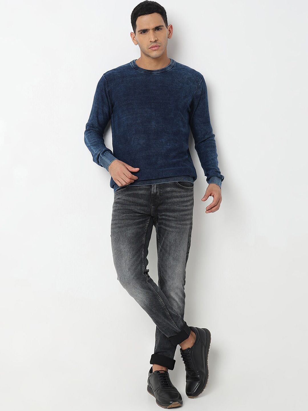 SPYKAR Round Neck Cotton Pullover Sweater