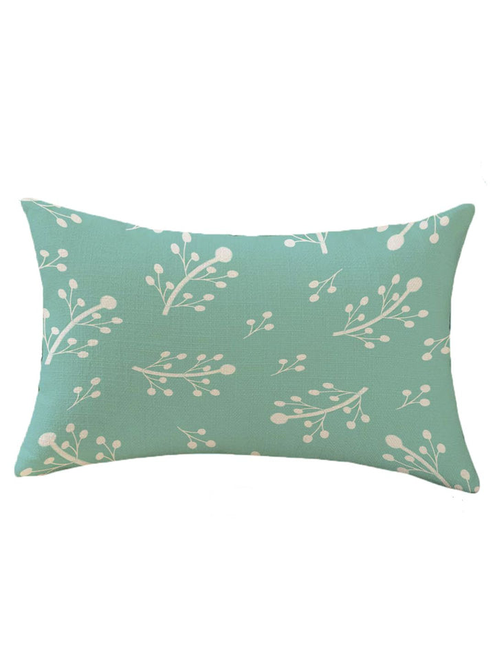 STITCHNEST Blue & Green Set of 2 Floral Rectangle Cushion Covers
