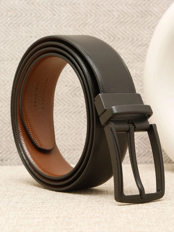Teakwood Leathers Men Textured Leather Reversible Belt