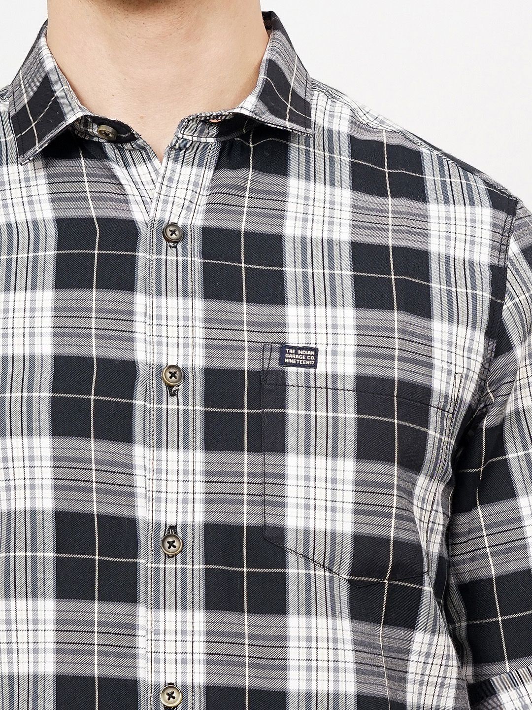 The Indian Garage Co Men Tartan Checked Cotton Casual Shirt