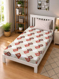 Moda Rapido X KLOTTHE Beige & Red Geometric 400 TC Single Bedsheet with 1 Pillow Covers