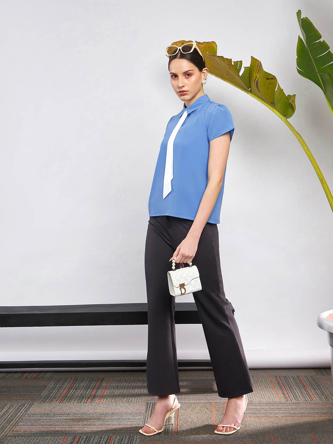 SASSAFRAS Shirt Collar Georgette Top